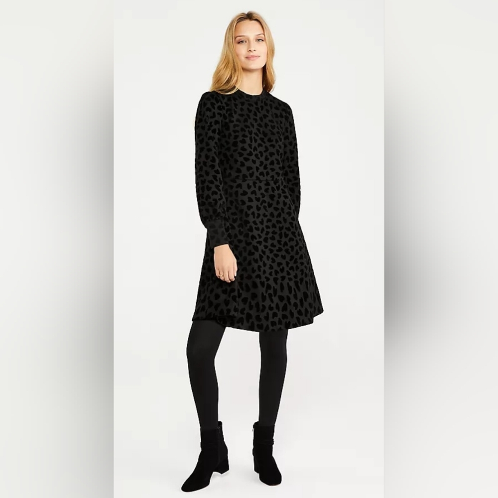 New Ann Taylor Heart Velvet Mock Neck Flare Dress - Picture 14 of 14